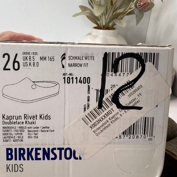 Birkenstock Kaprun Rivet Felt Mule Doubleface Khaki Kids 8/EU26 Narrow Fit NWB - Picture 10 of 10